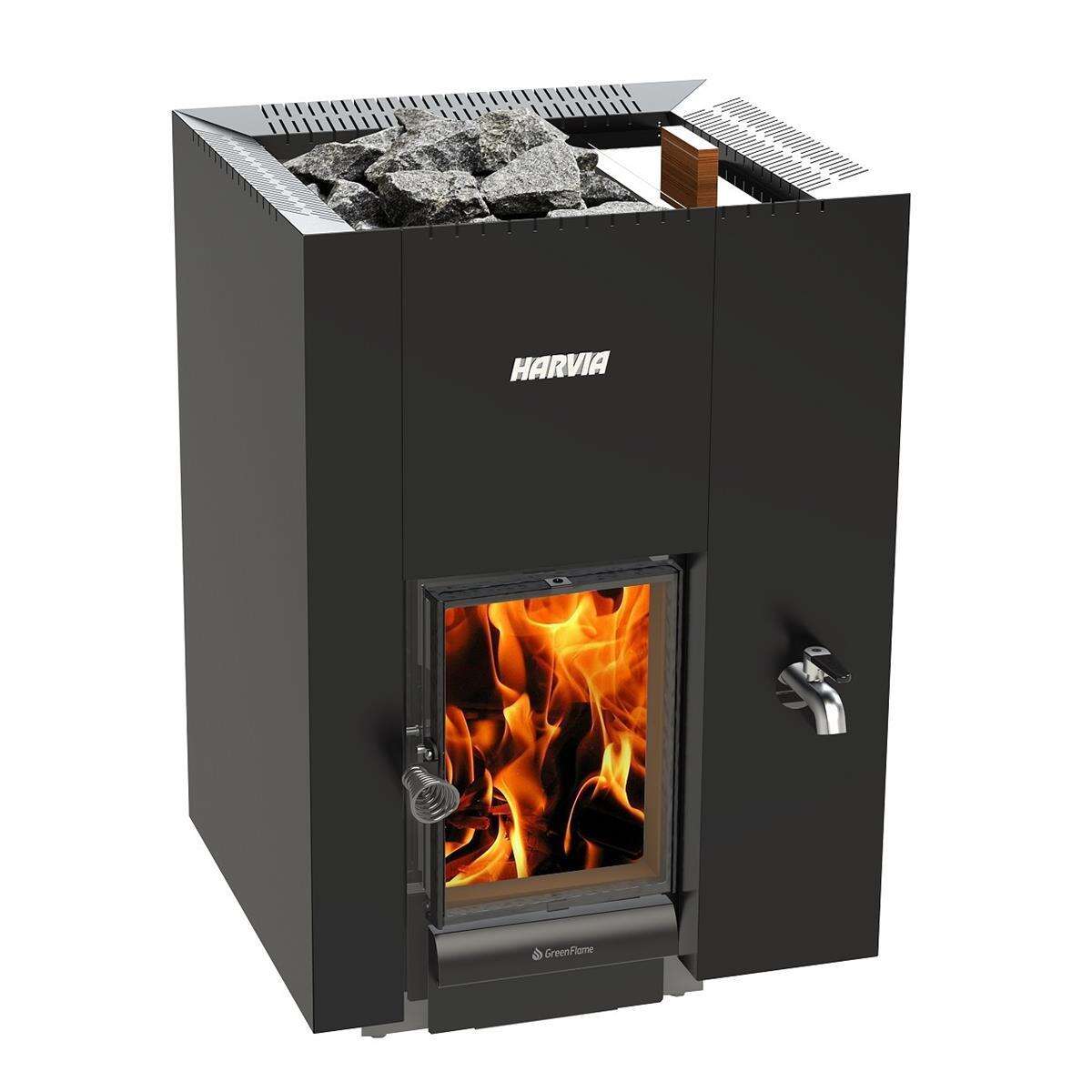 Houten saunaoven Harvia Linear 22 GreenFlame RS, zwart
